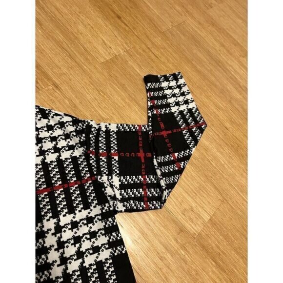 Shein Sz XL Black red and white plaid zip up popover top zip Jacket holiday Work - Picture 10 of 10